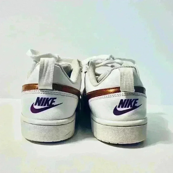 Nike | Court Borough Low 2, White with Copper/Vivid Purple, Unisex Big Kids 5Y - Picture 4 of 10